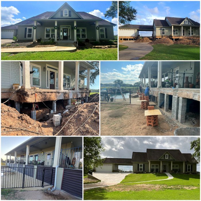 We lifted a home above potential flood levels in Angelton, TX.