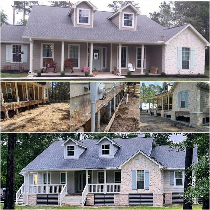 This home is located in Cleveland, TX. This is the process it took to get the home to a safe level and avoid potentially damaging flood waters.