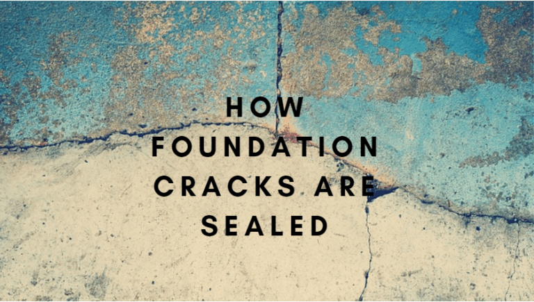the words how foundation cracks are sealed on a blue and white wall