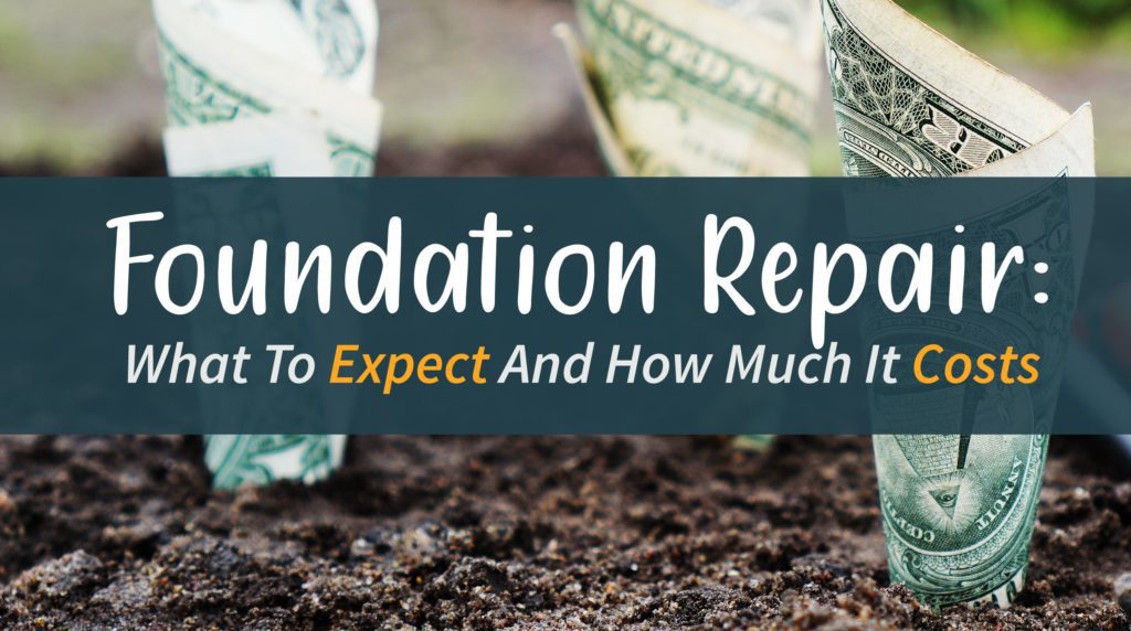 money sticking out of soil with the words foundation repair what to expect and how much it cost